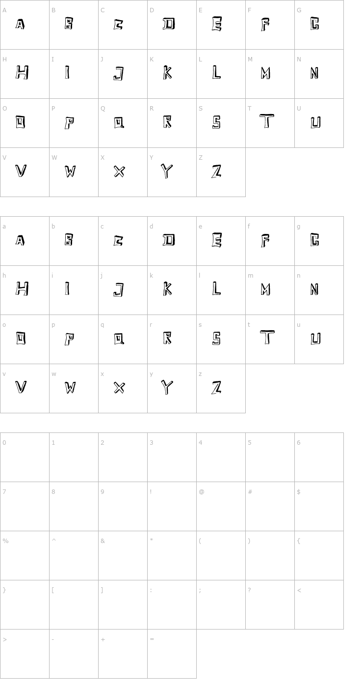 Character Map TobyFont Empty Font
