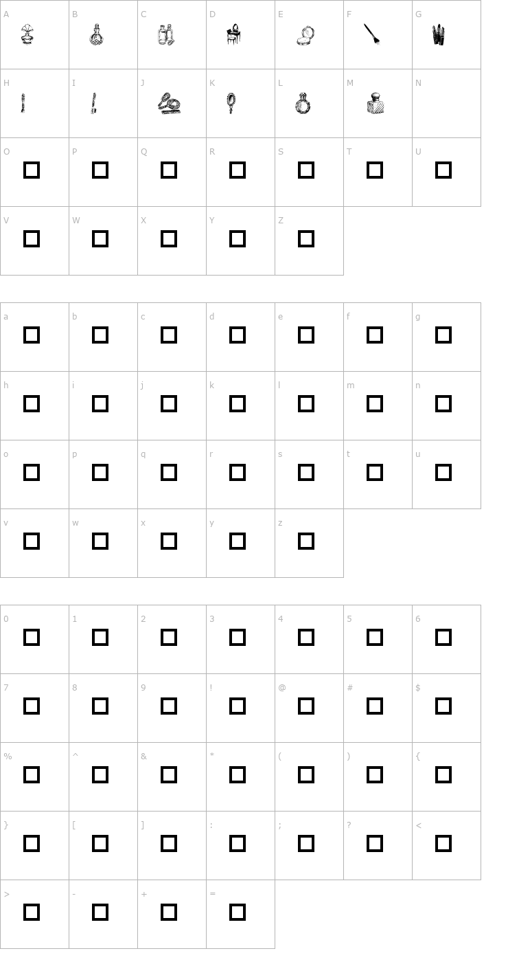 Character Map Toiletries Font