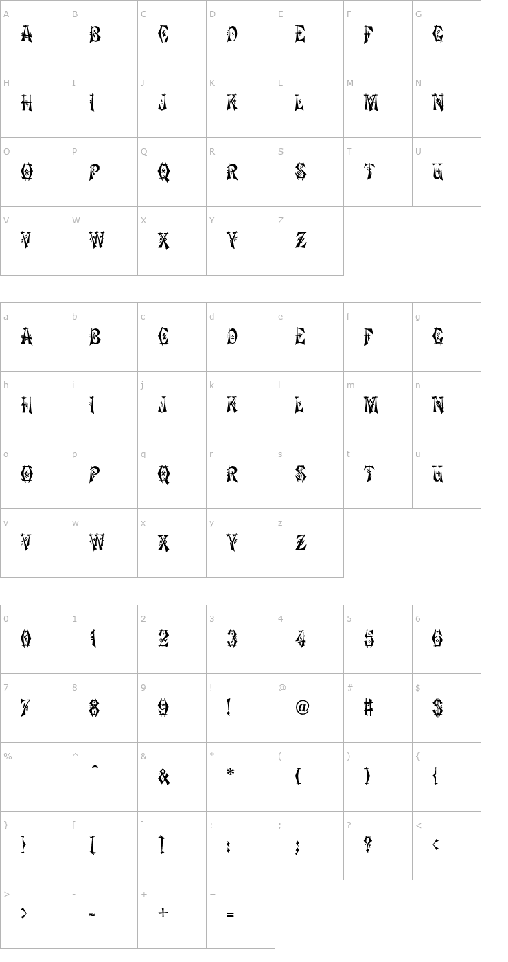 Character Map Tokyo-Normal OTF Font