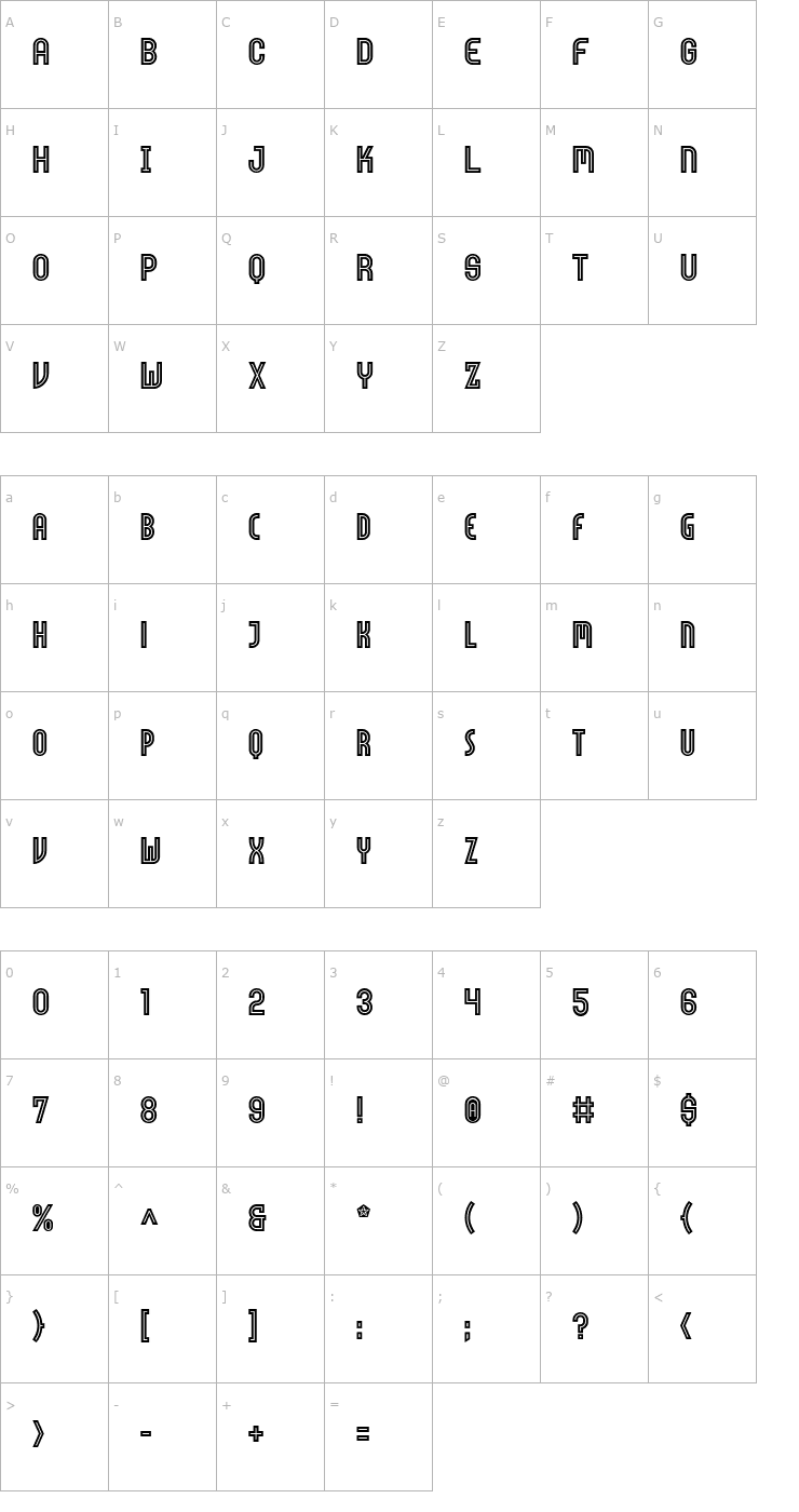 Character Map Tokyo One Font