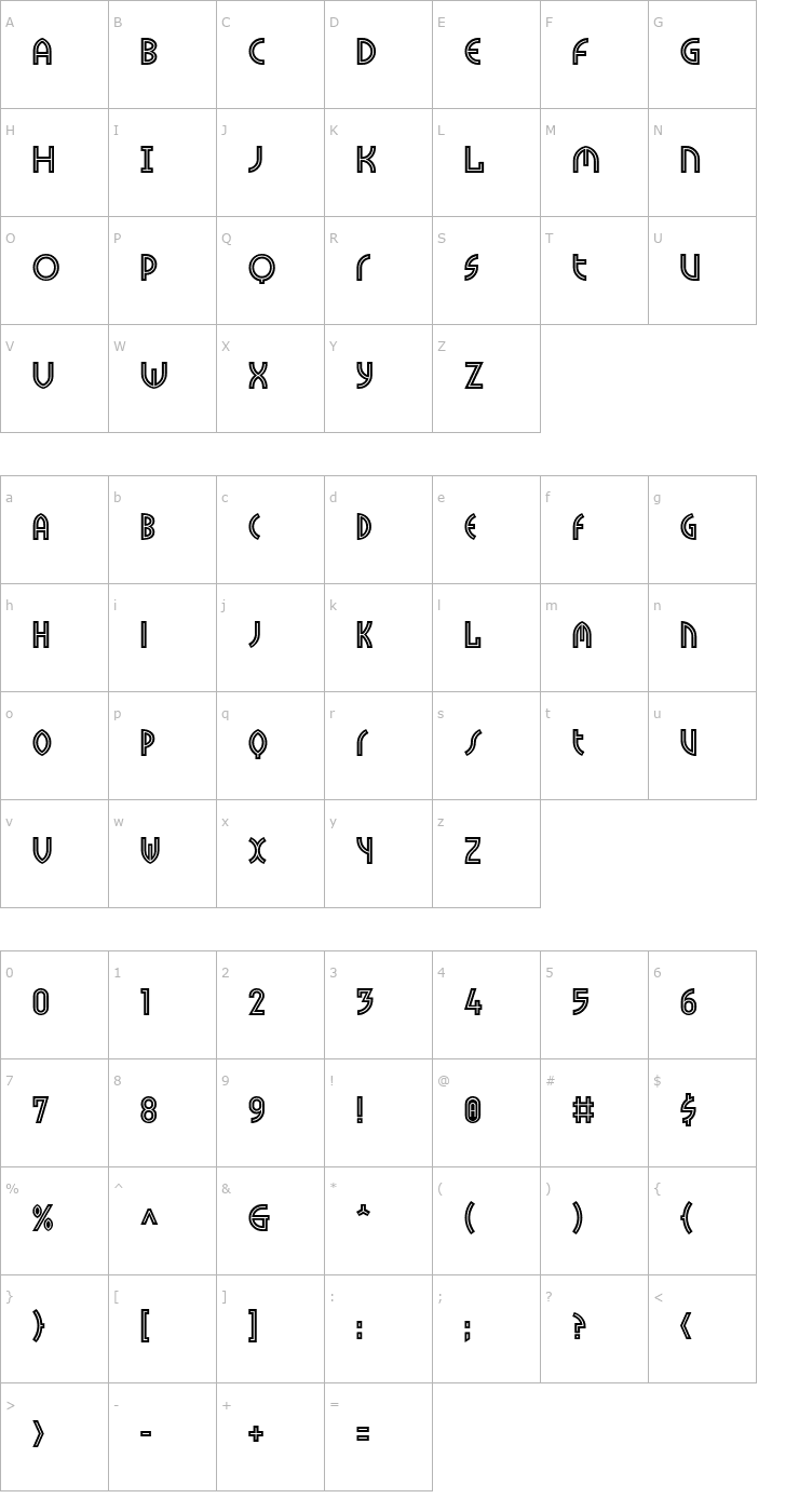 Character Map Tokyo Two Font