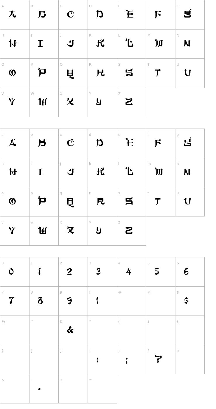 Character Map TokyoCaps Font