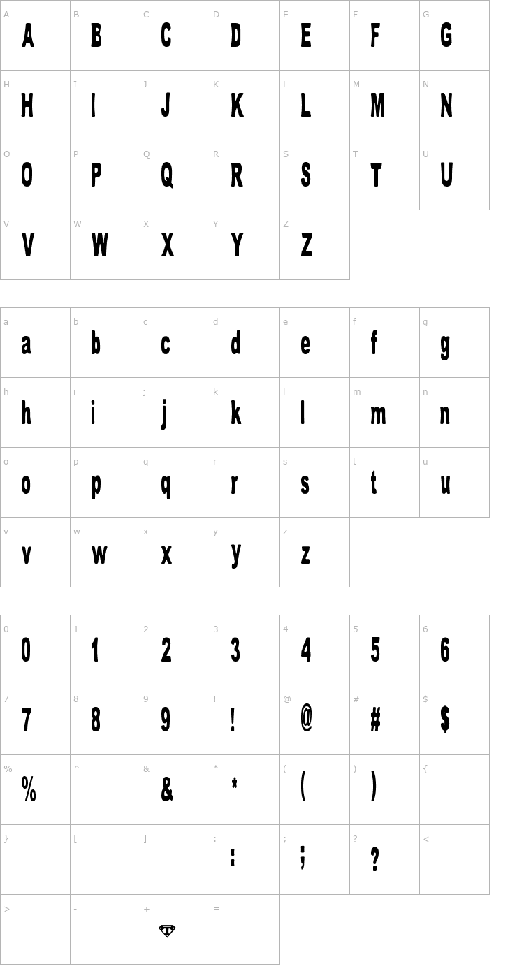 Character Map Tom Bombadill Font