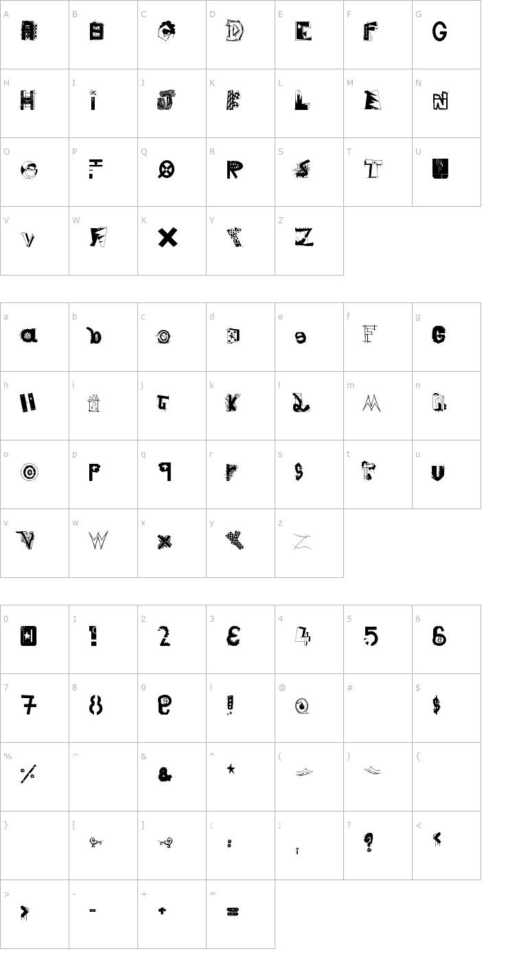 Character Map Tom Font