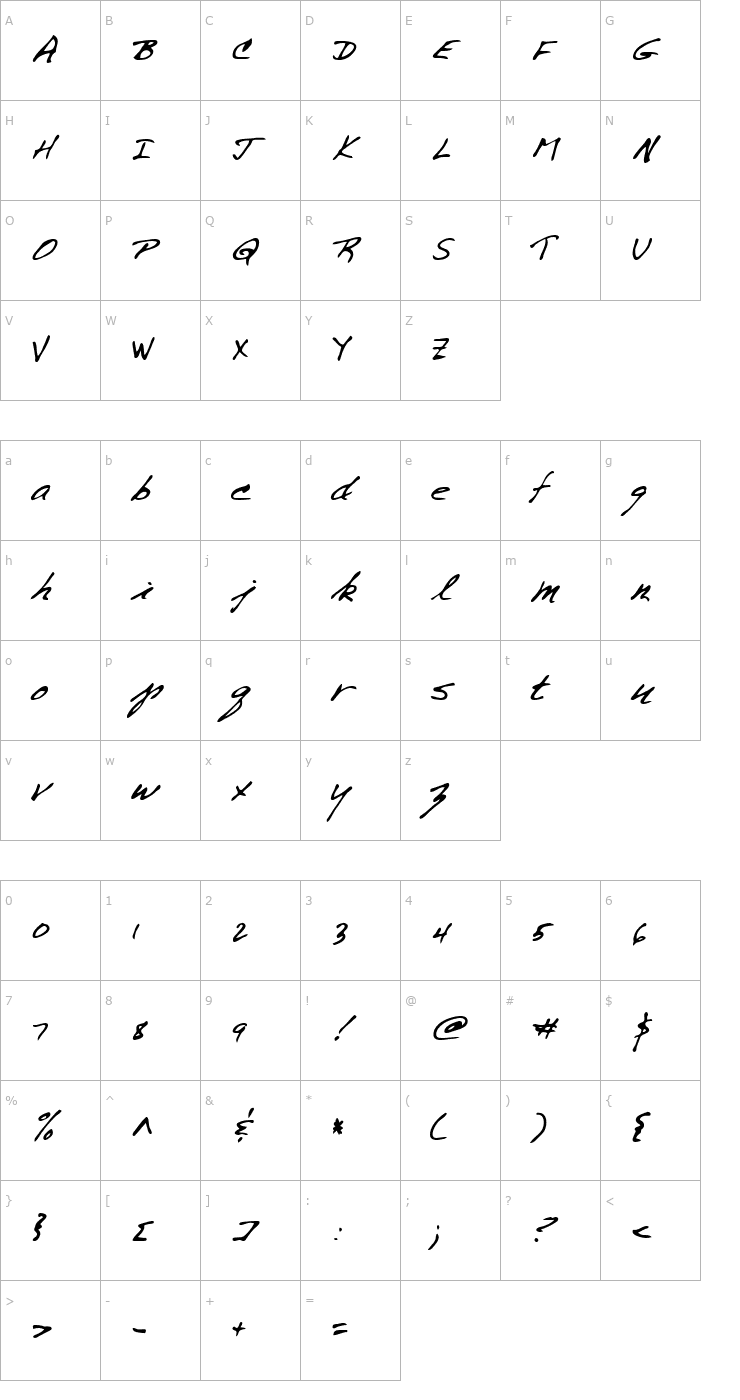 Character Map Tomas Regular Font