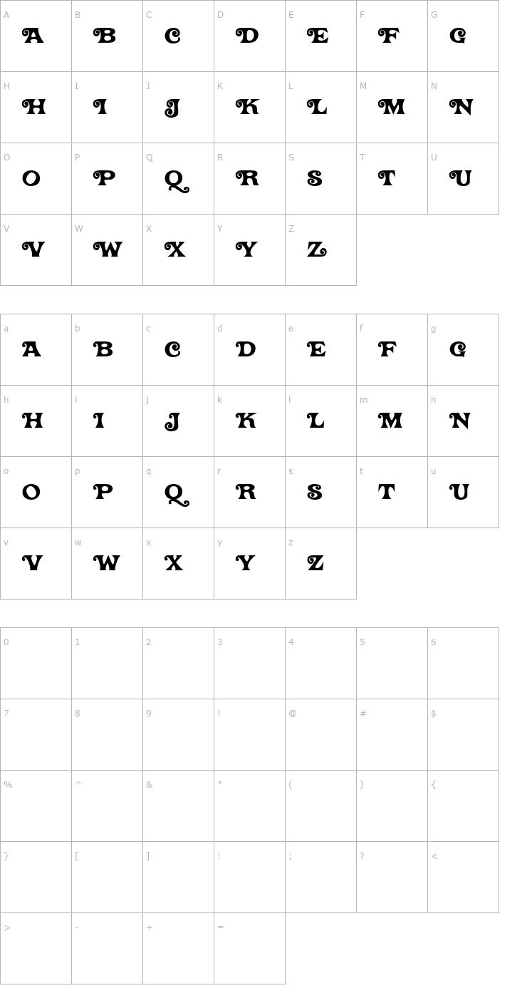 Character Map Tomato Alternates I Font