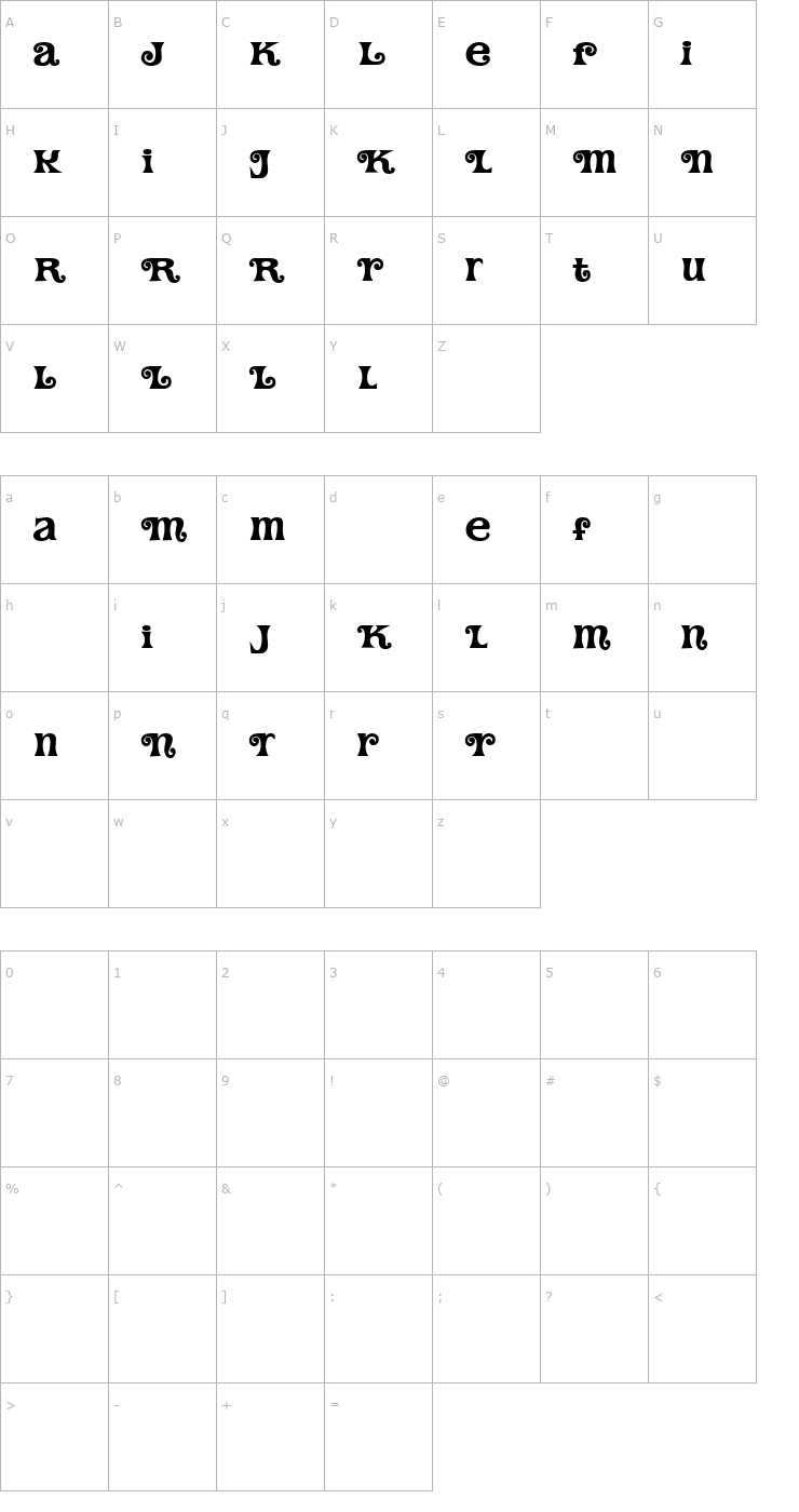 Character Map Tomato Alternates II Font