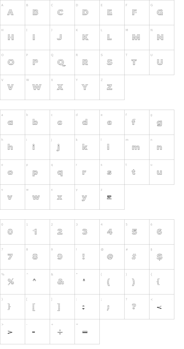 Character Map TomBeckerGradoE-Bold Font
