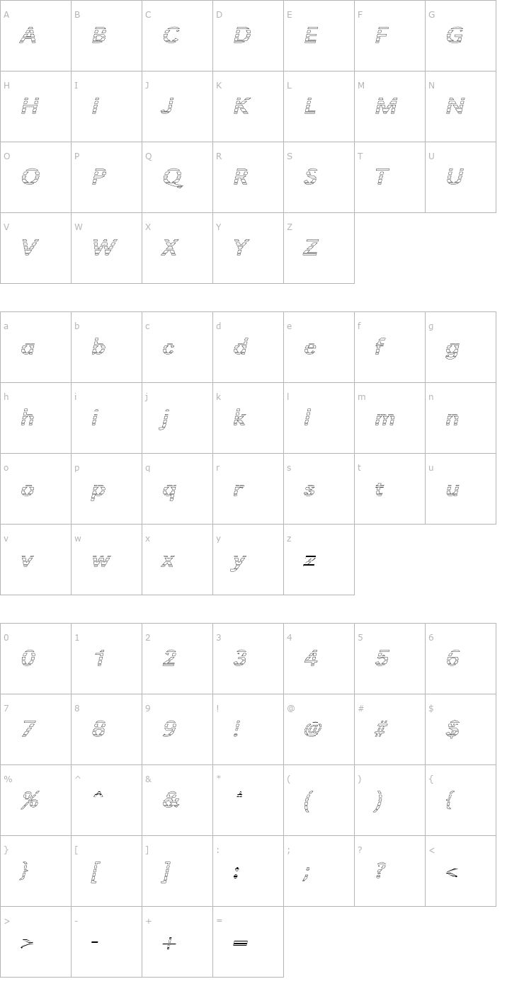 Character Map TomBeckerGradoE-Italic Font