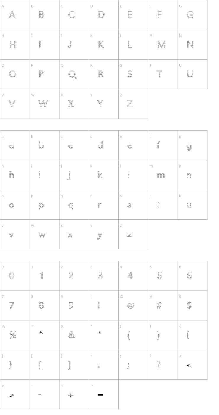 Character Map TomBeckerGradoE-Light Font