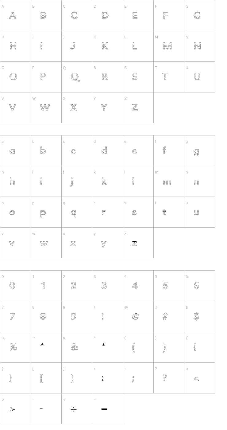 Character Map TomBeckerGradoE-Regular Font