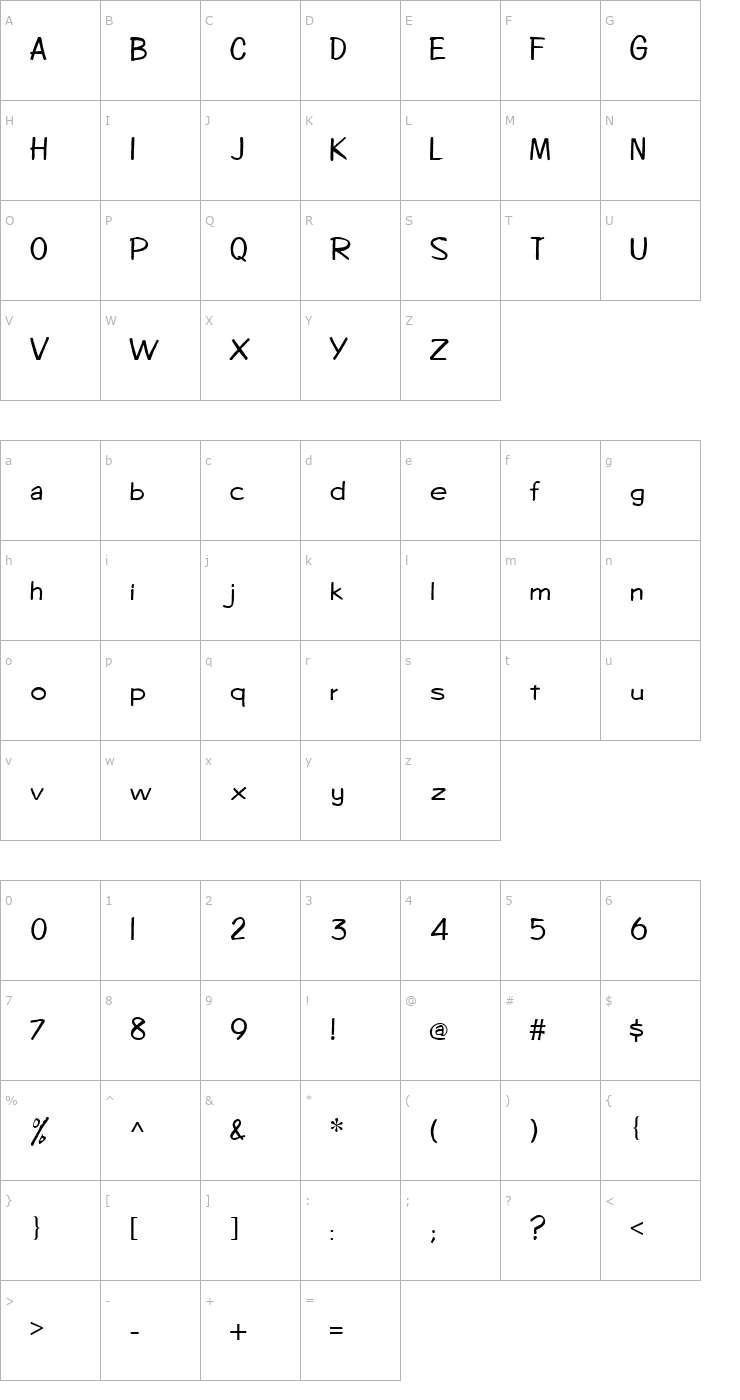 Character Map Tombola Font