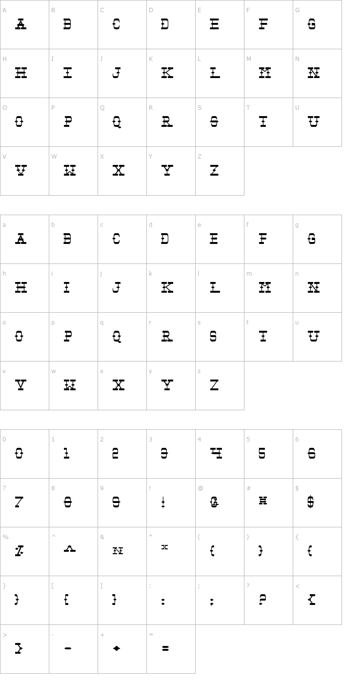 Character Map Tombstone Extended Font