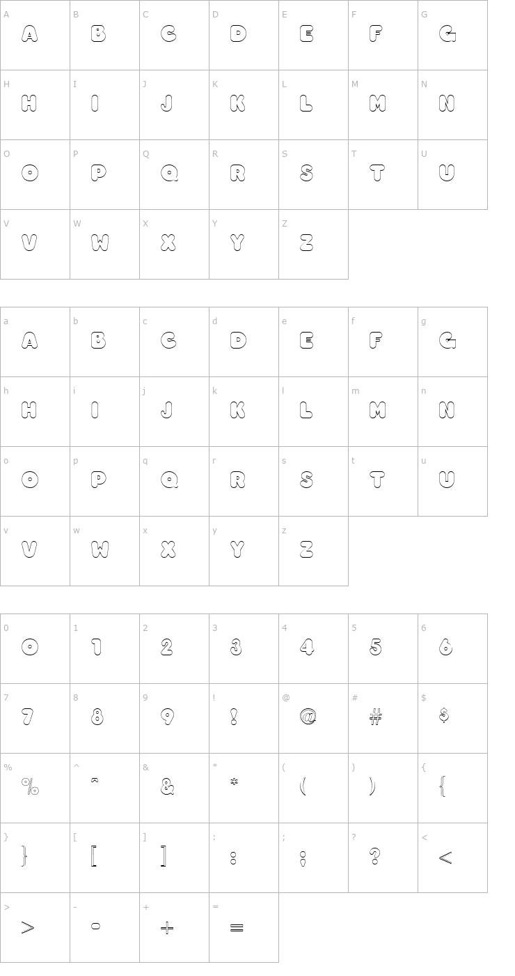 Character Map Too Much Clear Regular Font