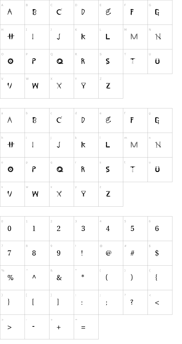 Character Map ToolShopCaps Font