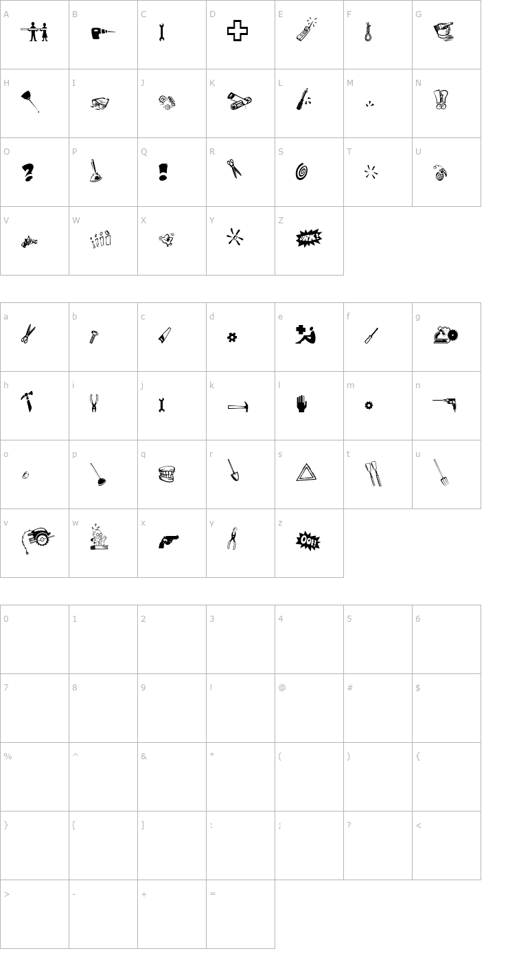 Character Map ToolTime Font