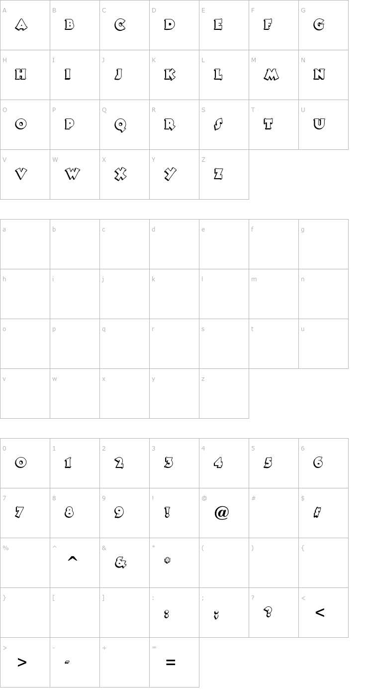 Character Map TooneyNoodle Font