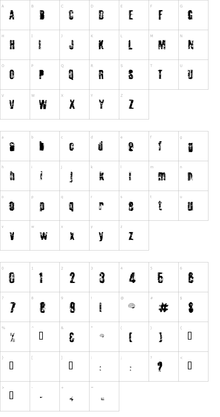 Character Map Tooth Ache Font