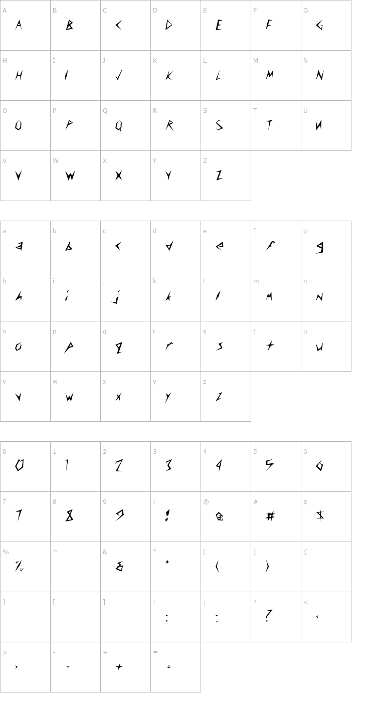 Character Map Toothpix SSi Font