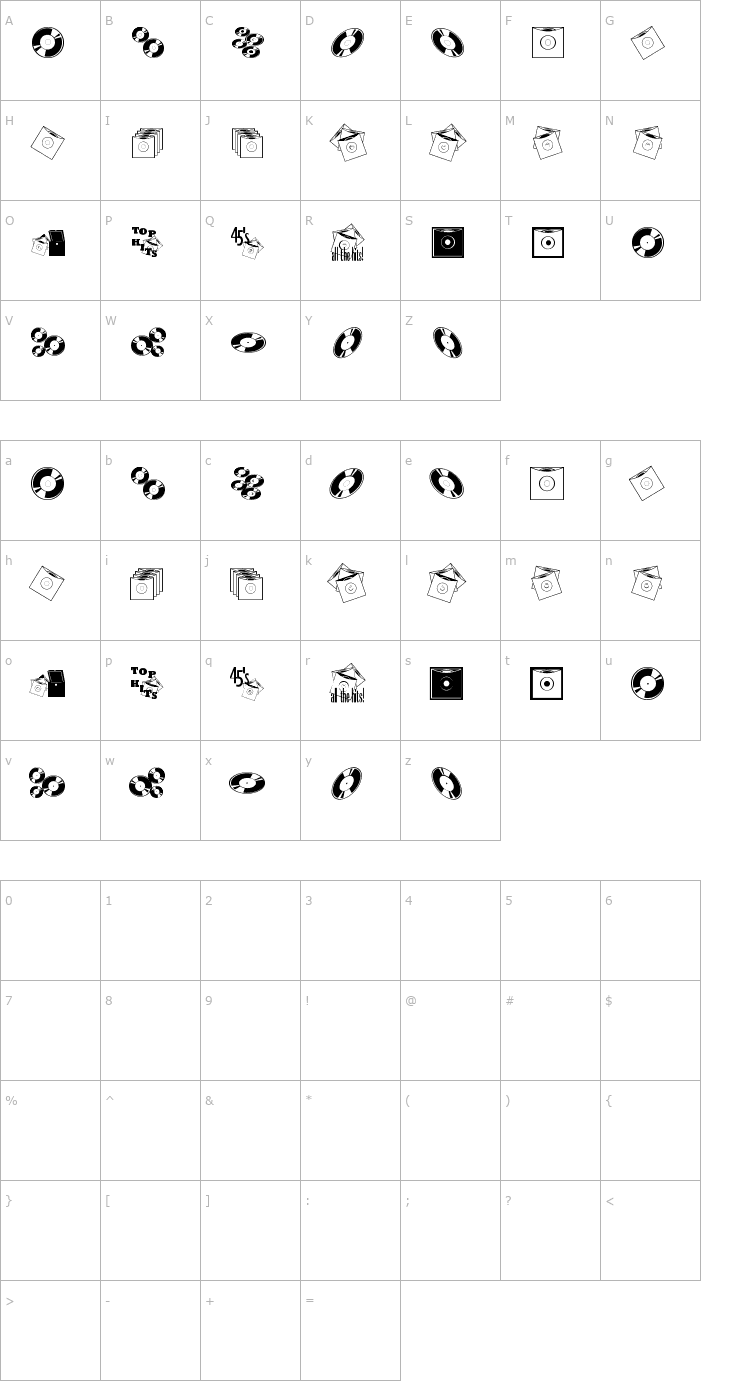 Character Map Top 40 JL Font