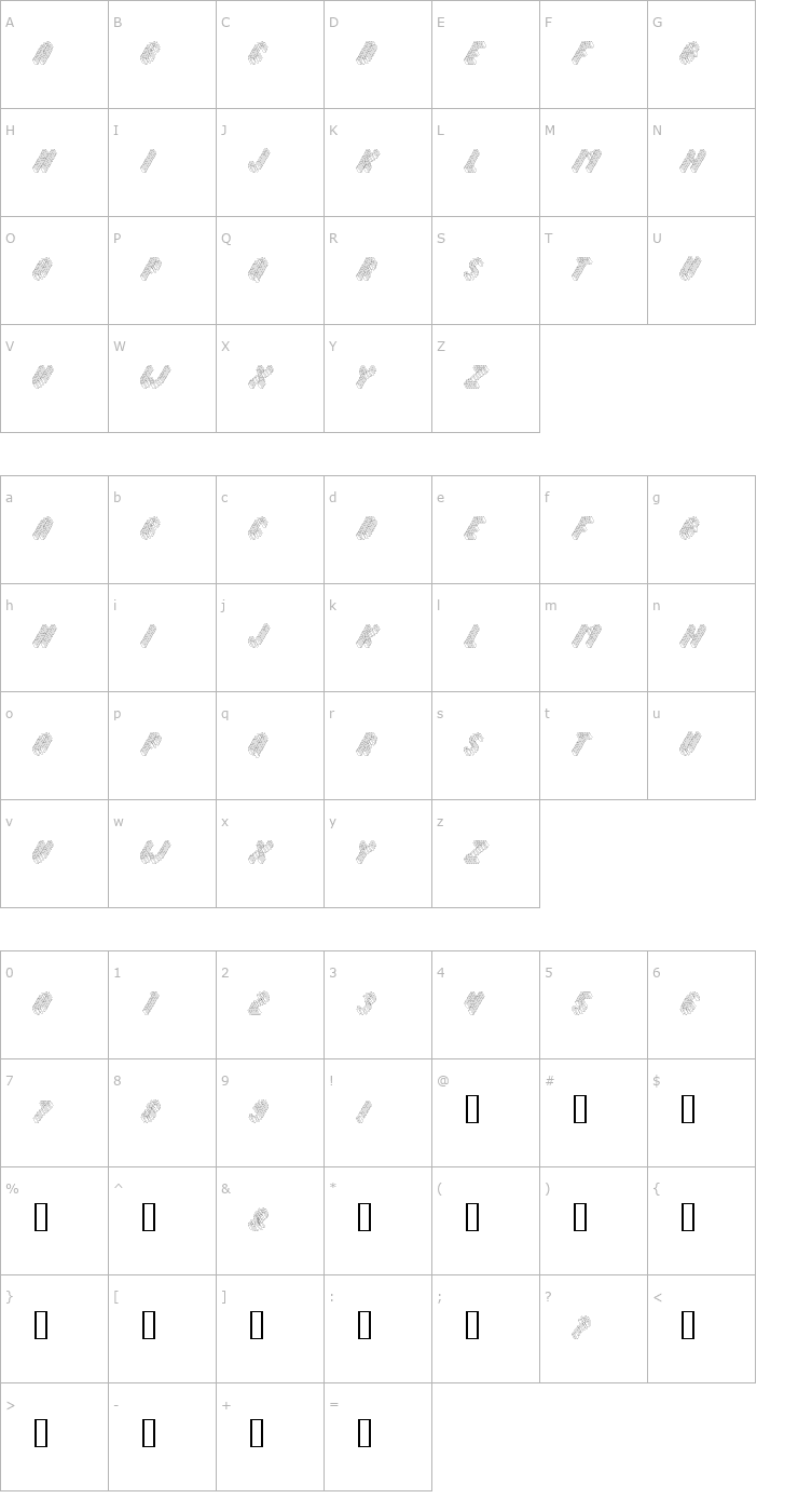 Character Map Topple2 Font