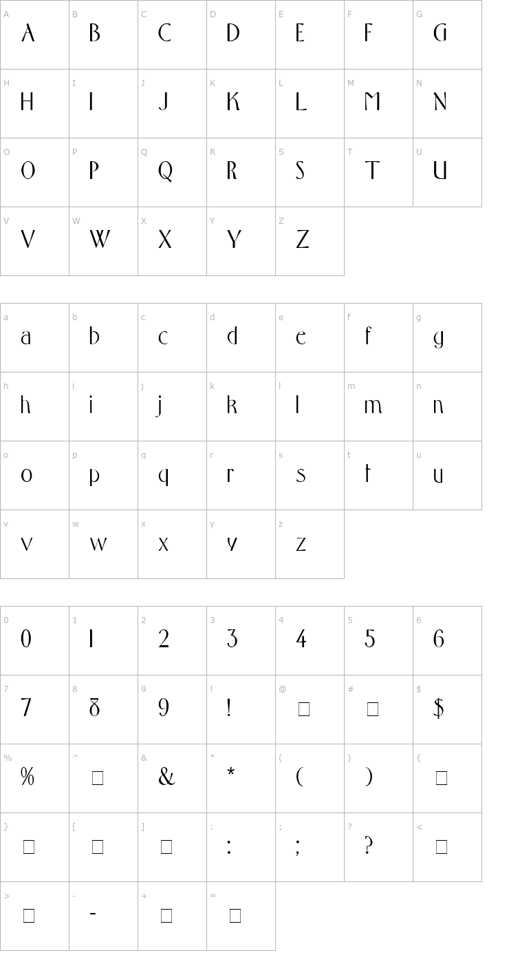Character Map Toque Display SSi Font