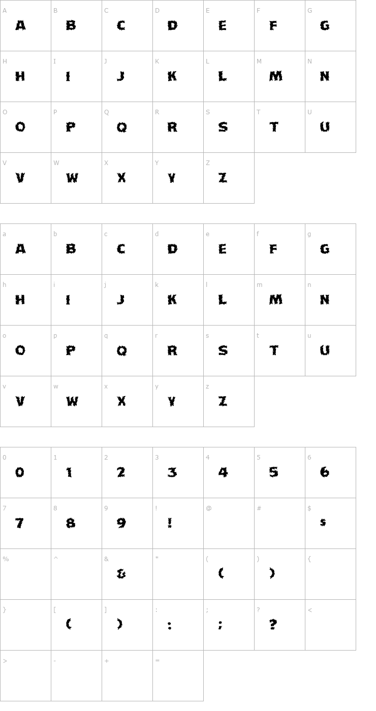 Character Map Torcho Font