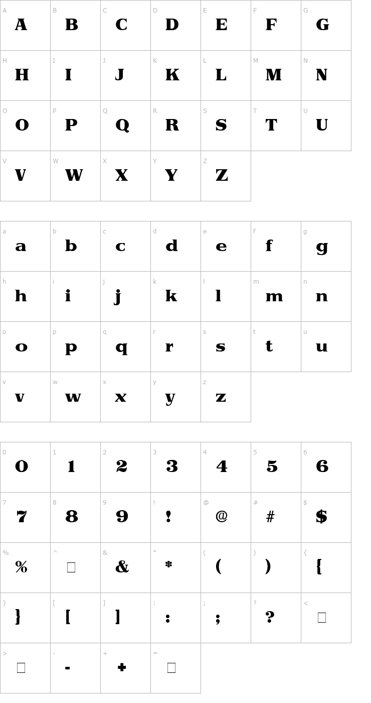 Character Map Torii Display SSi Font
