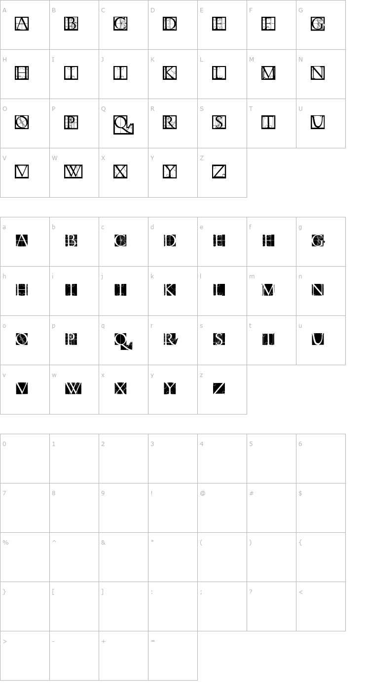 Character Map Torniello Initials Font