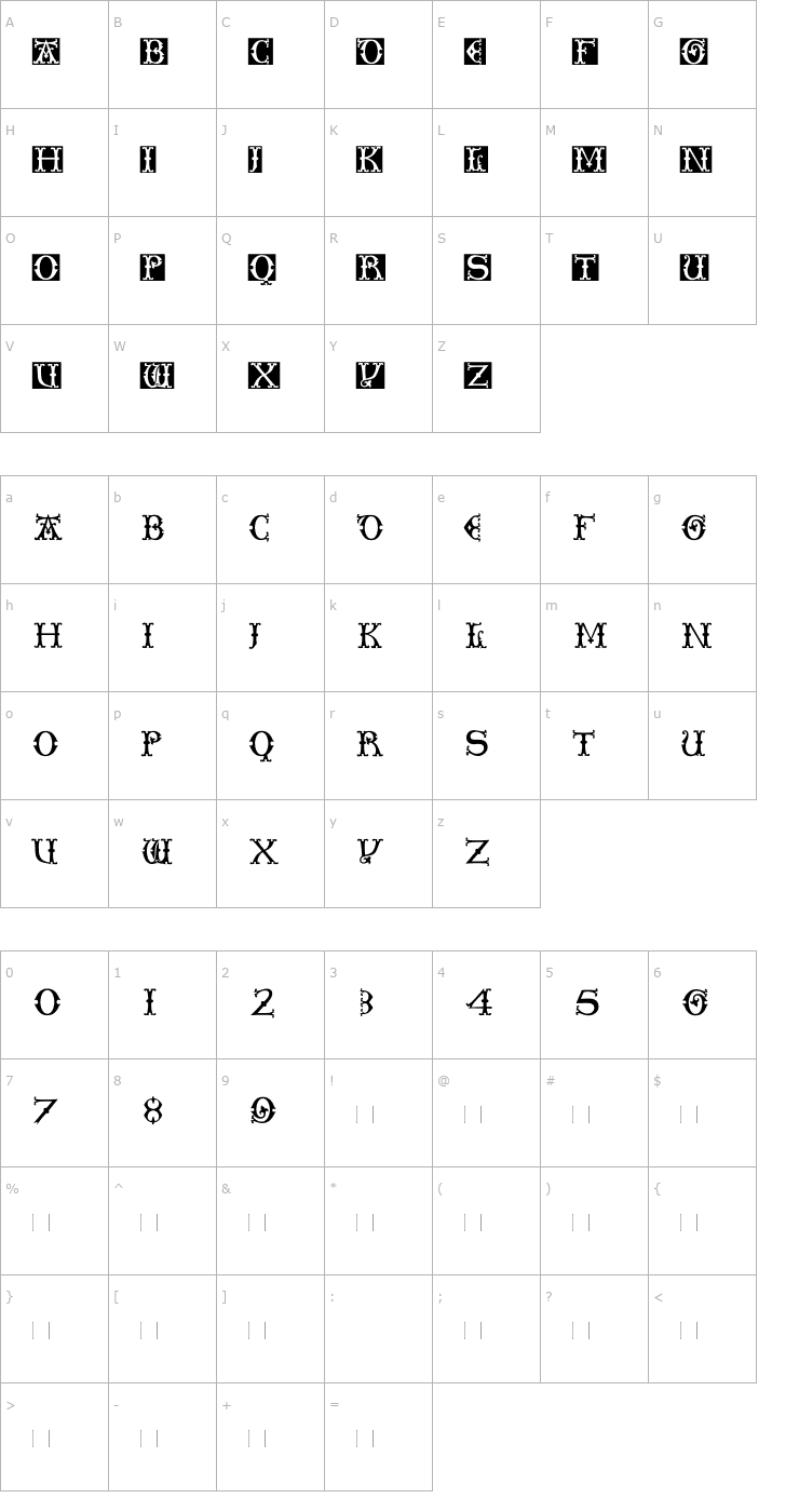 Character Map Toskana Medium Font