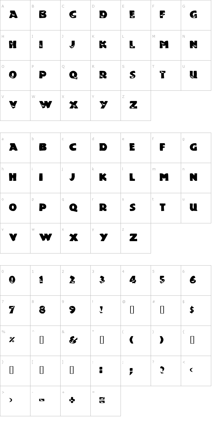 Character Map Touch Of Nature Font