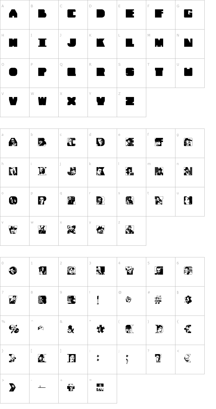 Character Map Tough Guyz Font