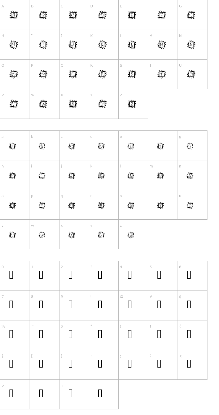 Character Map Tourbillon Font