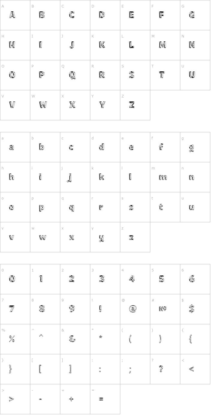 Character Map TownSquare 'Chromed' Font