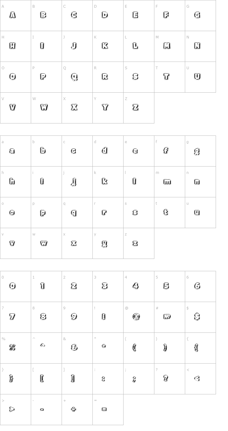 Character Map TownSquare 'Stamp' Font
