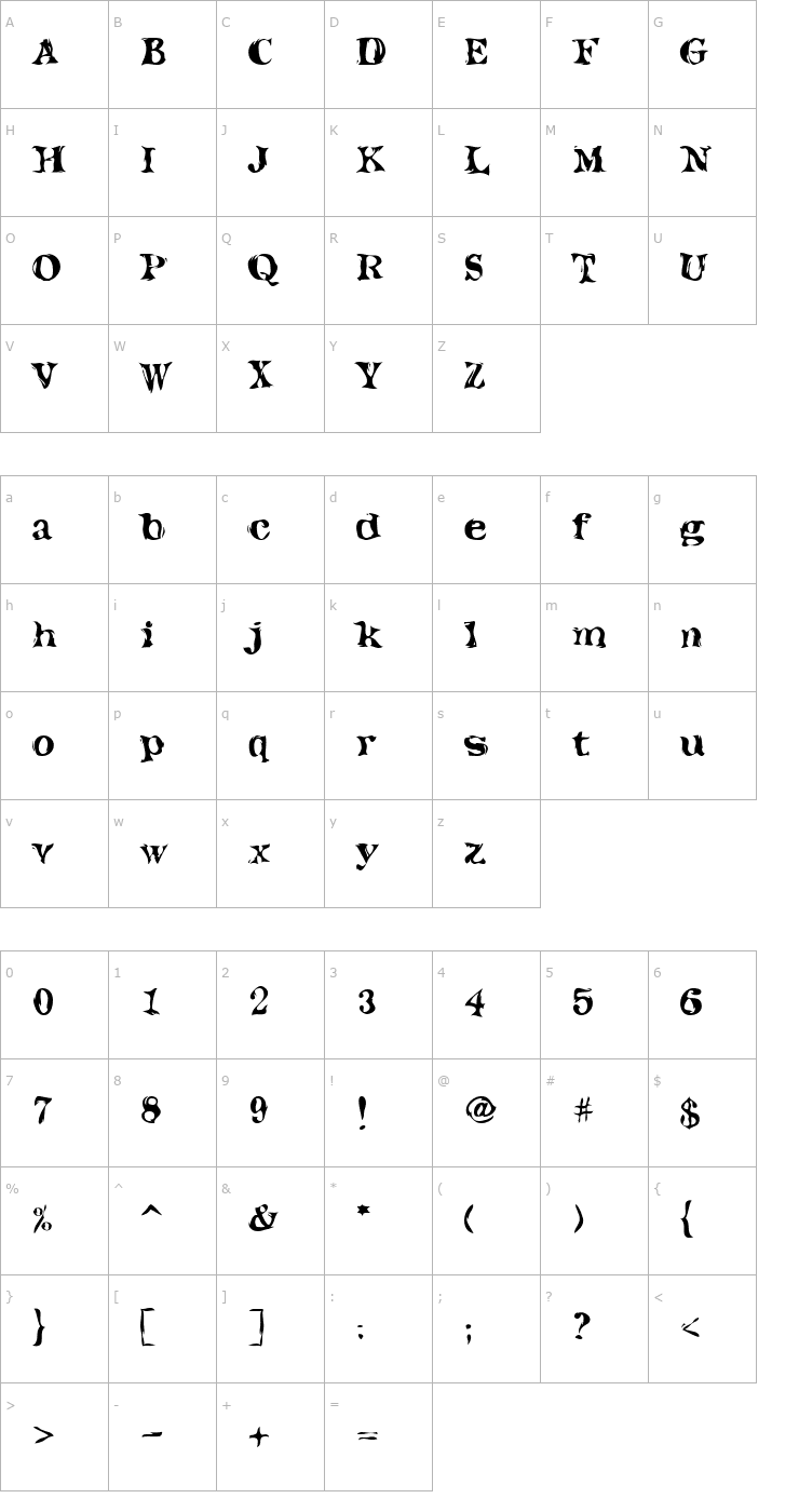 Character Map Toxic Font