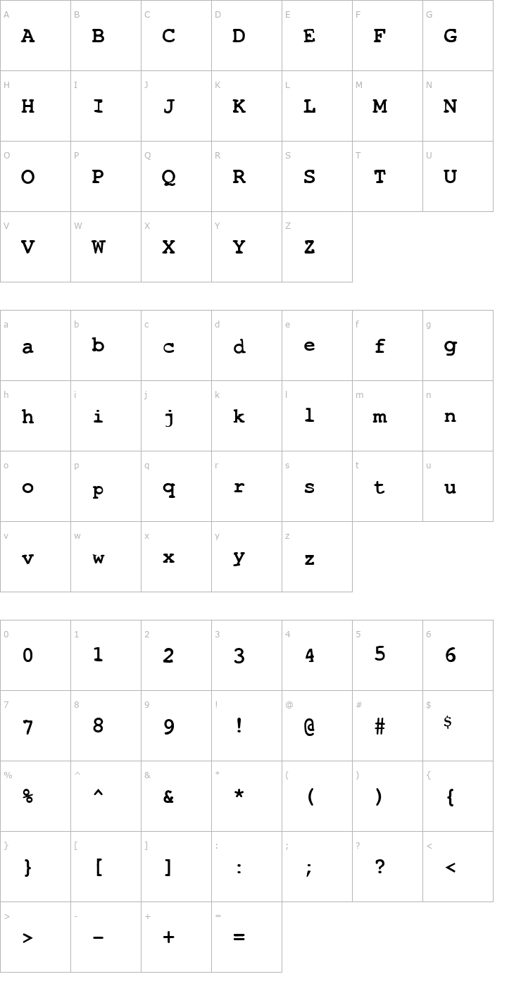 Character Map Toxica Font
