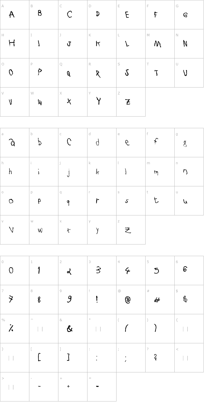 Character Map TOXIN-SPOTLESS Font