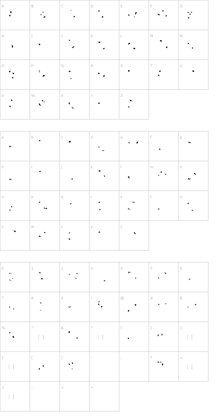Character Map TOXIN-SPOTS Font
