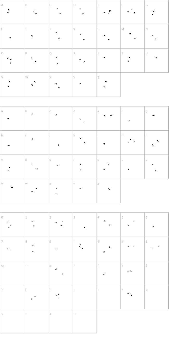 Character Map ToxinSpots Font