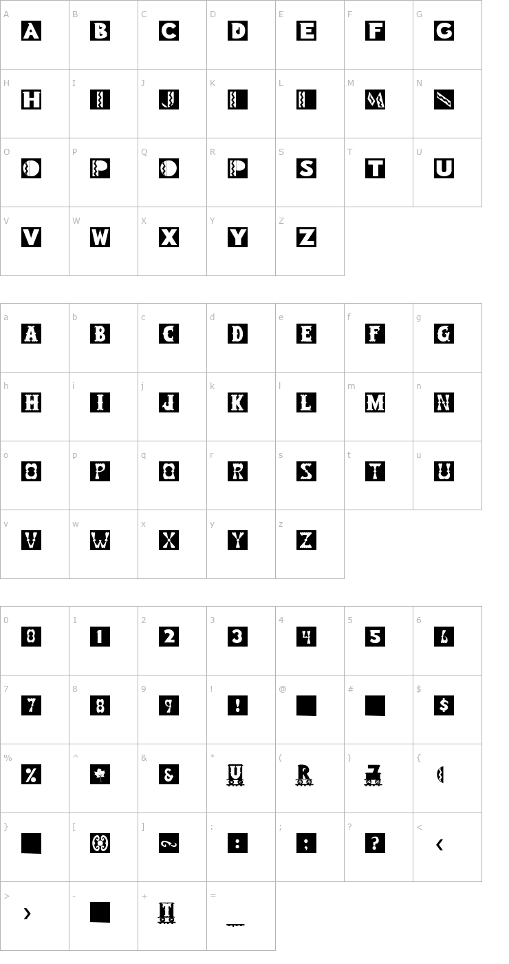 Character Map ToyBlock Regular Font