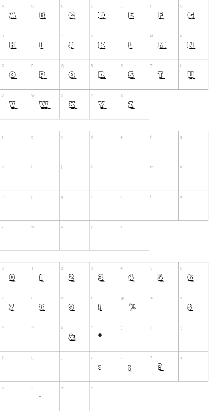 Character Map Toyland-OutlineA Font