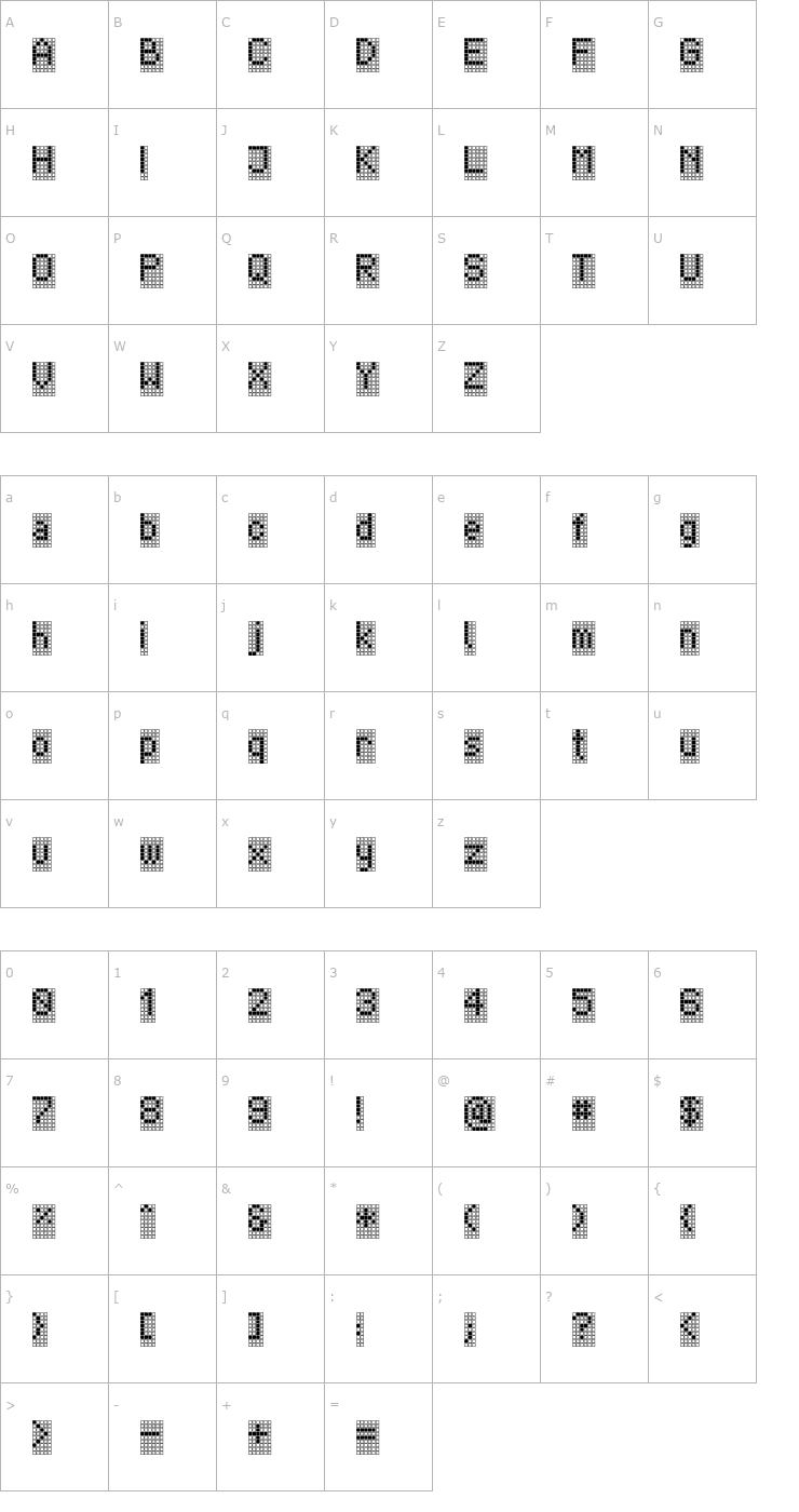 Character Map TPF Display Font
