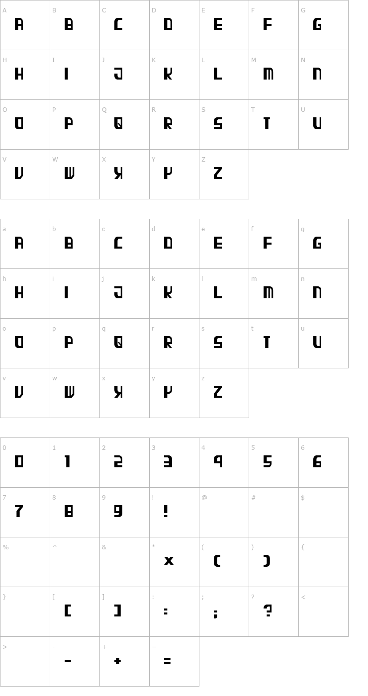 Character Map TPF Elephant Font