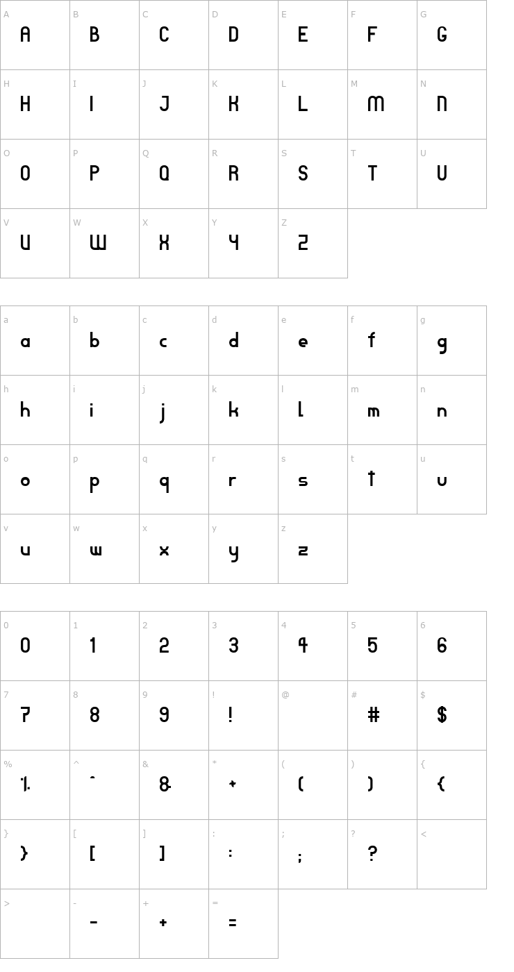 Character Map TPF Janus Font