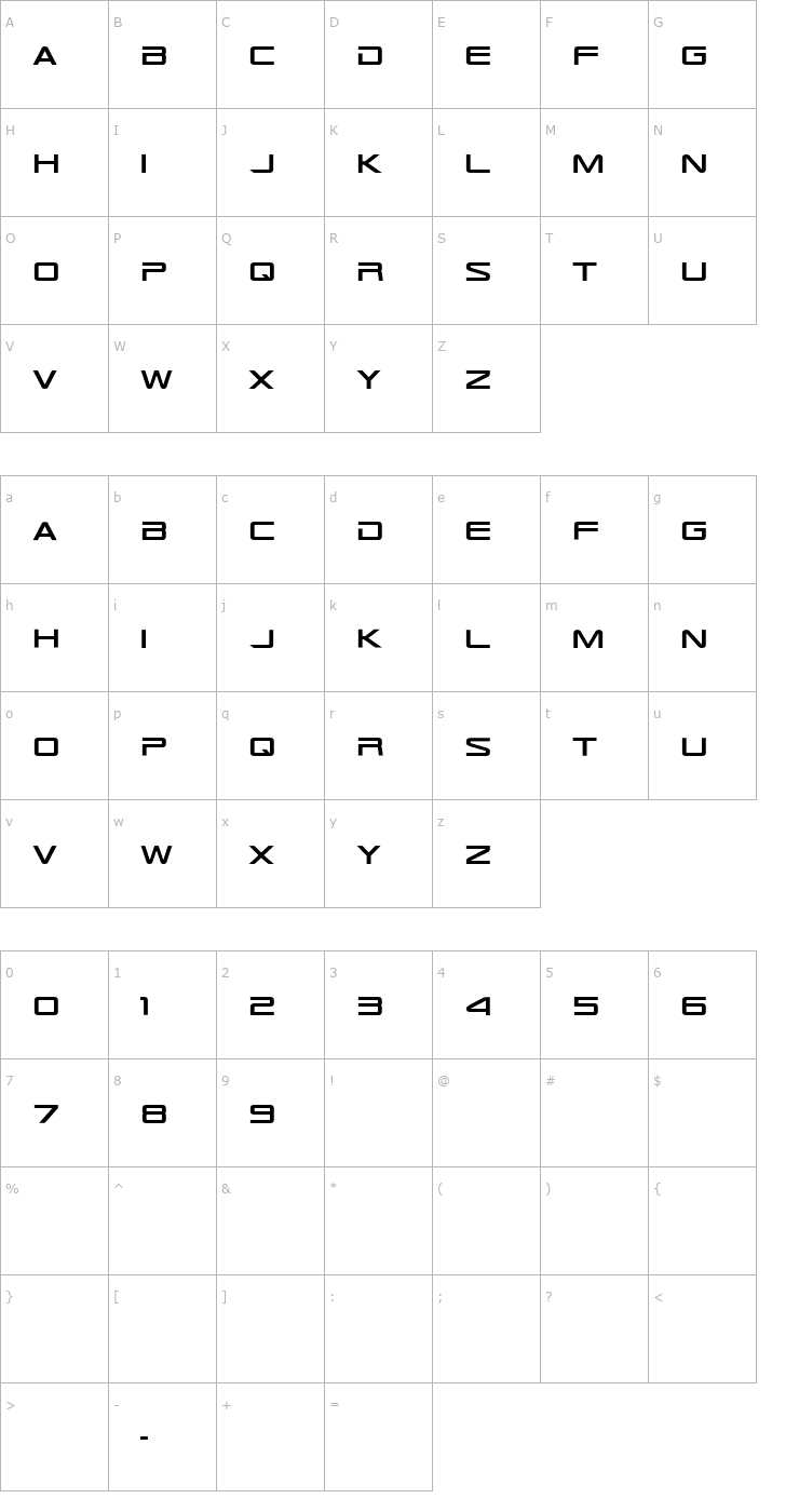 Character Map TR-909 Font