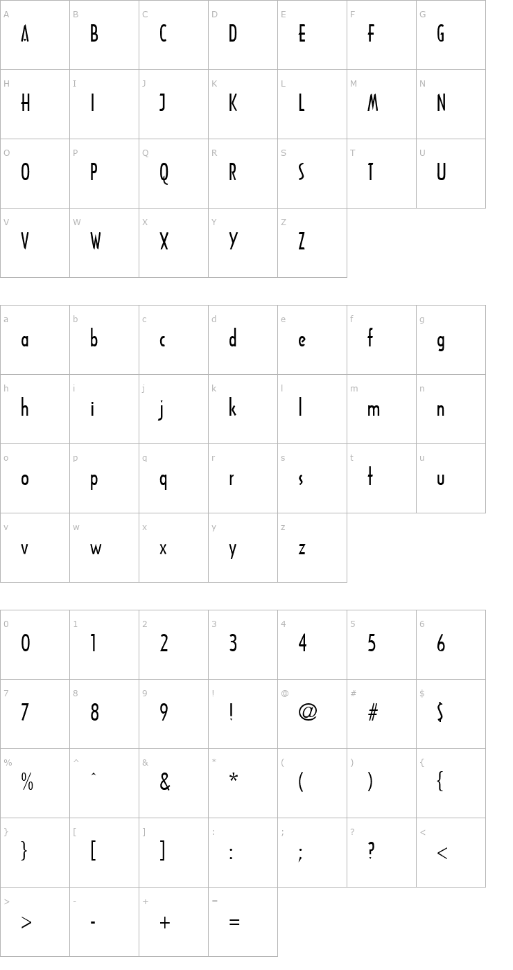 Character Map TR Architecture Font