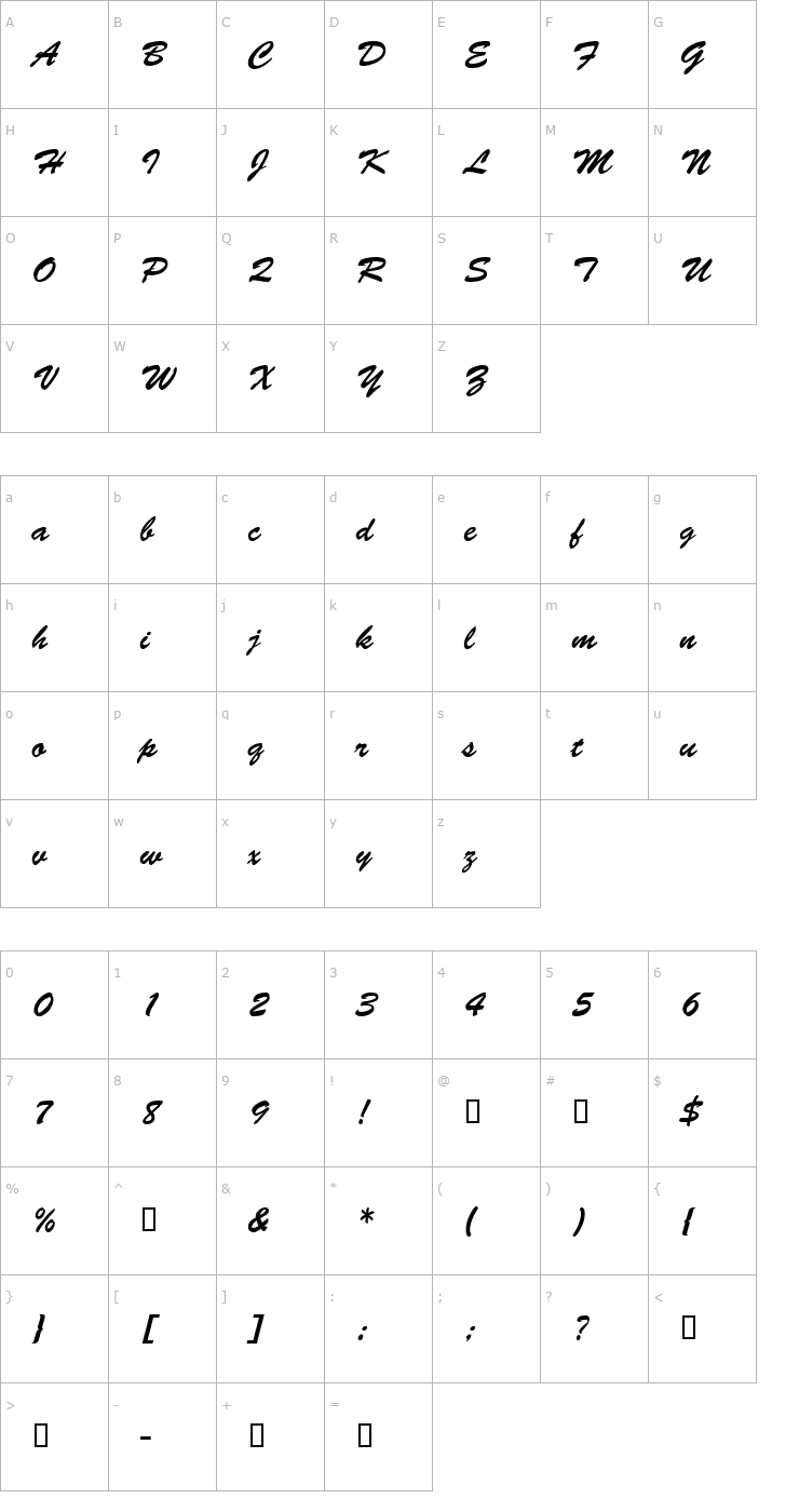 Character Map TR Banff Plain Font
