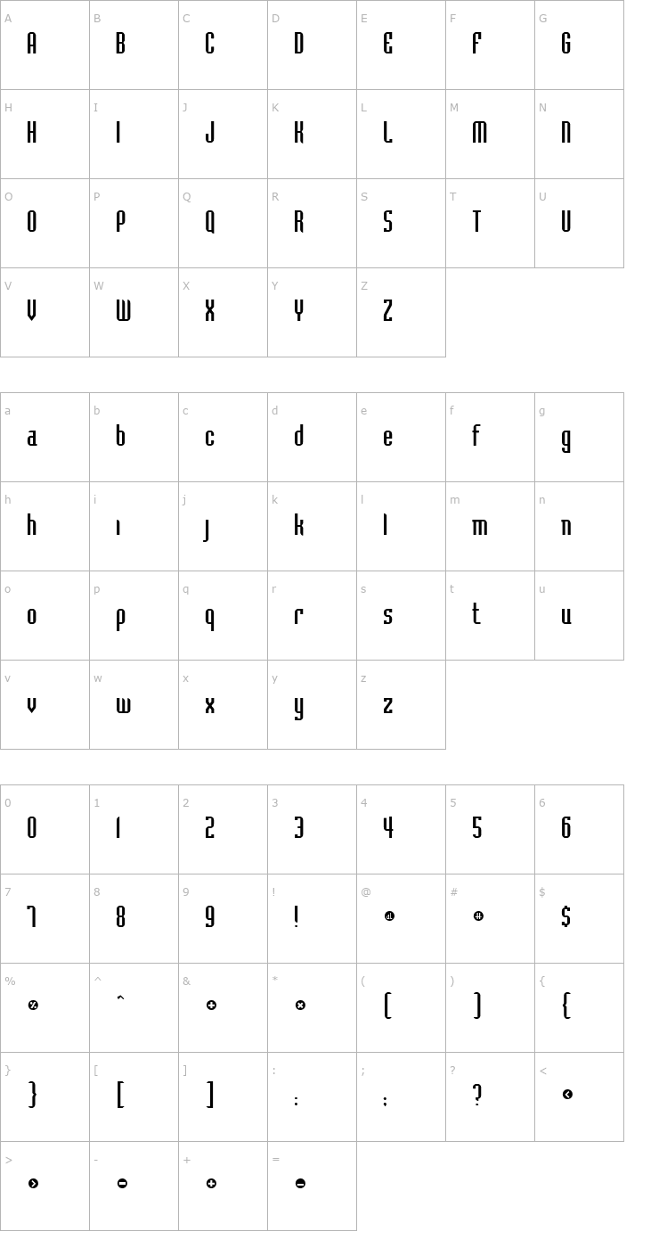 Character Map TR Bedrock Font