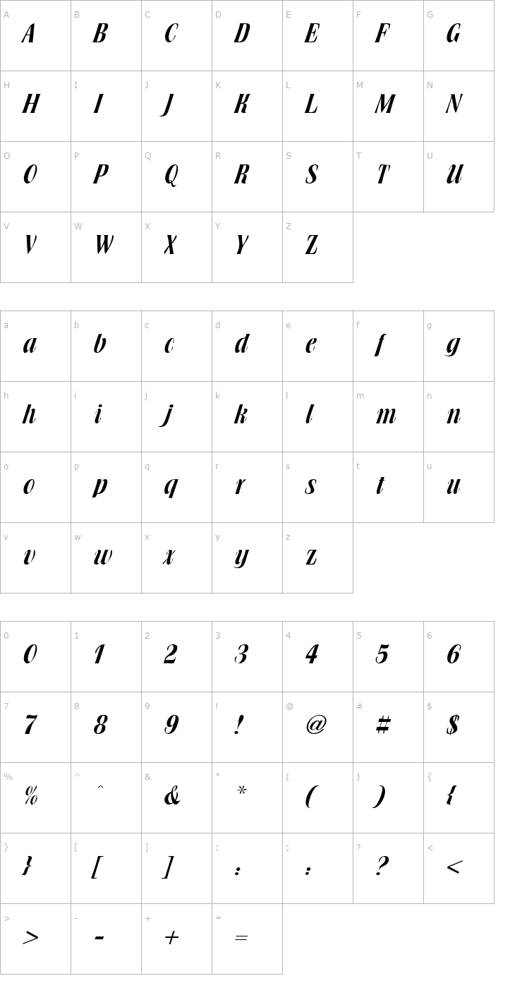 Character Map TR Brochure Font